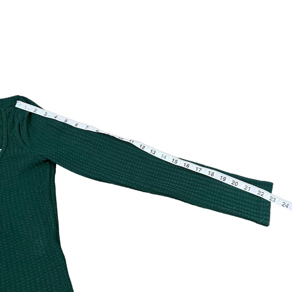 Forest Green Honeycomb Long Sleeve Button Henley Top with Peekaboo Lace - Picture 8 of 8